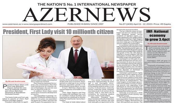 "AZERNEWS" qəzetinin növbəti nəşri çapdan çıxıb