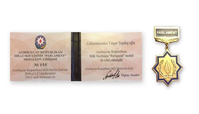 Hesablama Palatasının sədri Vüqar Gülməmmədov “Parlament” medalı ilə təltif edilib
