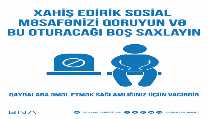 Avtobuslardakı oturacaq yerlərinin yarısında sosial məsafənin saxlanılması ilə bağlı elan vurulub