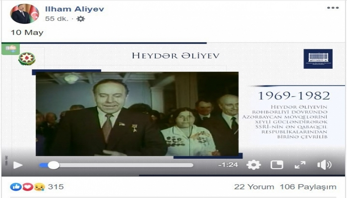 Prezident “Facebook”da Heydər Əliyevlə bağlı video paylaşdı