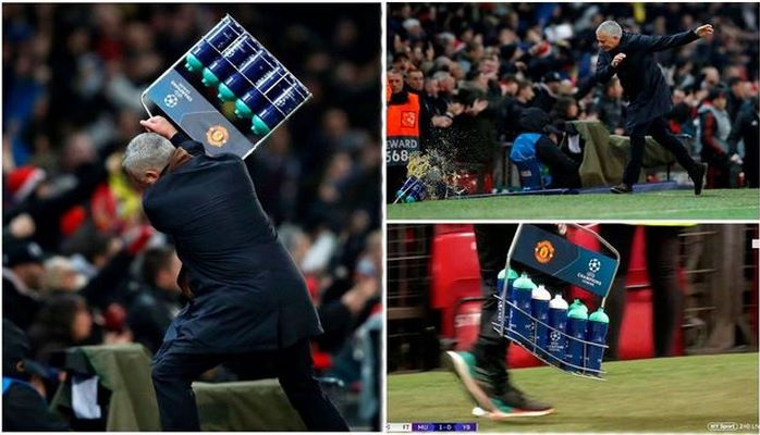 Mourinyu sevincini su qablarına təpik vurmaqla göstərdi