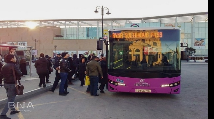 12 metrlik müasir avtobuslar Bakı küçələrində