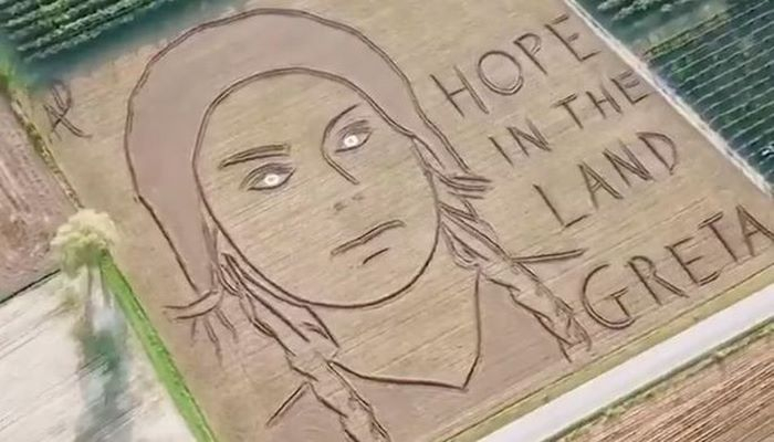 Фермер нарисовал трактором в поле огромный портрет Греты Тунберг