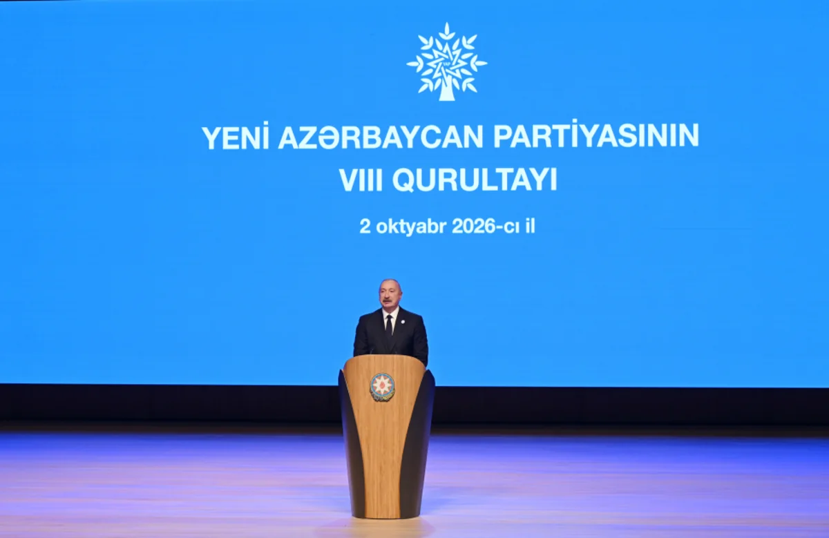 İlham Əliyev YAP-ın VIII Qurultayında çıxış edir